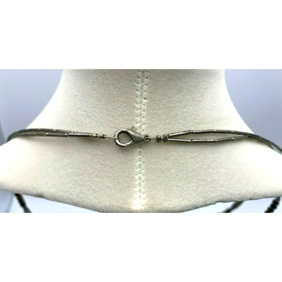 Vintage Tigers Eye & Silver Double Strand Beaded Hand Crafted Statement Necklace - Picture 5 of 9